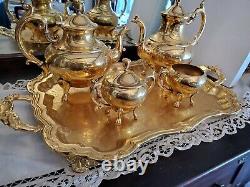 Princess Ann 5-piece Tea and Coffee Set by GOLDEN-WARE 23 kt electro plated gold