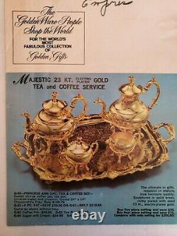 Princess Ann 5-piece Tea and Coffee Set by GOLDEN-WARE 23 kt electro plated gold