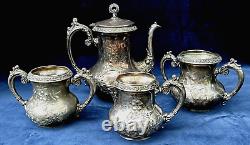 Providence Silver Plate Tea Coffee Pot, Creamer & 2 Sugar Bowls