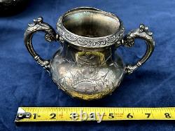 Providence Silver Plate Tea Coffee Pot, Creamer & 2 Sugar Bowls