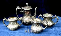 Providence Silver Plate Tea Coffee Pot, Creamer & 2 Sugar Bowls (4 Pcs)