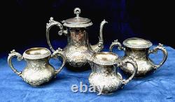 Providence Silver Plate Tea Coffee Pot, Creamer & 2 Sugar Bowls (4 Pcs)