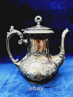 Providence Silver Plate Tea Coffee Pot, Creamer & 2 Sugar Bowls (4 Pcs)