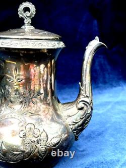 Providence Silver Plate Tea Coffee Pot, Creamer & 2 Sugar Bowls (4 Pcs)