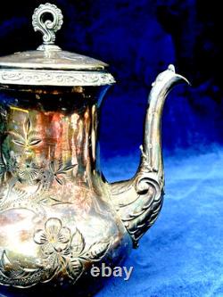 Providence Silver Plate Tea Coffee Pot, Creamer & 2 Sugar Bowls (4 Pcs)