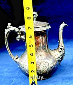 Providence Silver Plate Tea Coffee Pot, Creamer & 2 Sugar Bowls (4 Pcs)