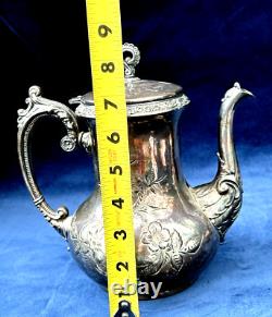 Providence Silver Plate Tea Coffee Pot, Creamer & 2 Sugar Bowls (4 Pcs)