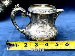 Providence Silver Plate Tea Coffee Pot, Creamer & 2 Sugar Bowls (4 Pcs)
