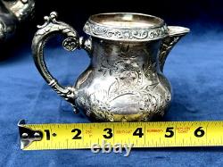 Providence Silver Plate Tea Coffee Pot, Creamer & 2 Sugar Bowls (4 Pcs)