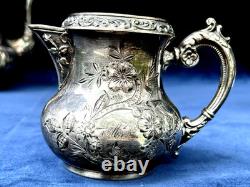 Providence Silver Plate Tea Coffee Pot, Creamer & 2 Sugar Bowls (4 Pcs)