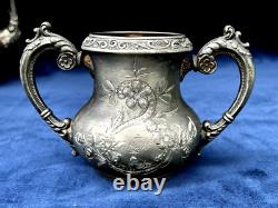 Providence Silver Plate Tea Coffee Pot, Creamer & 2 Sugar Bowls (4 Pcs)