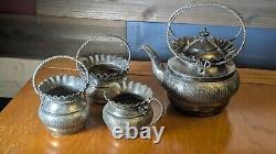 Quadruple Silver Plate Antique 4 Piece Tea Set circa 1893-1899 by Aurora MFG Co