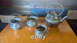 Quadruple Silver Plate Antique 4 Piece Tea Set circa 1893-1899 by Aurora MFG Co