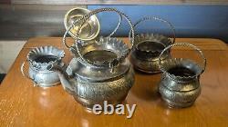 Quadruple Silver Plate Antique 4 Piece Tea Set circa 1893-1899 by Aurora MFG Co