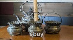 Quadruple Silver Plate Antique 4 Piece Tea Set circa 1893-1899 by Aurora MFG Co
