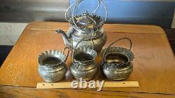 Quadruple Silver Plate Antique 4 Piece Tea Set circa 1893-1899 by Aurora MFG Co