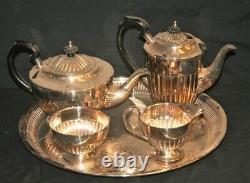 Quality 4 Piece Silver Plated Heavy & Top Quality Tea Coffee Service On A Tray