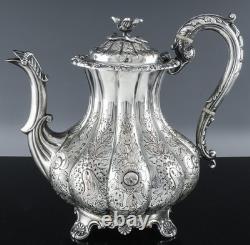 RARE 5pc ART DECO ENGLISH SILVER PLATE FLORAL SHELL FEET COFFEE TEA SET SERVICE