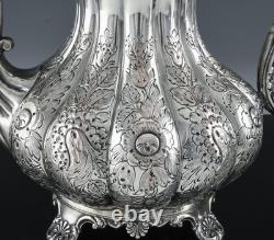 RARE 5pc ART DECO ENGLISH SILVER PLATE FLORAL SHELL FEET COFFEE TEA SET SERVICE