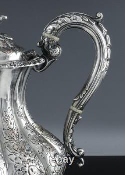 RARE 5pc ART DECO ENGLISH SILVER PLATE FLORAL SHELL FEET COFFEE TEA SET SERVICE