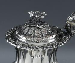 RARE 5pc ART DECO ENGLISH SILVER PLATE FLORAL SHELL FEET COFFEE TEA SET SERVICE