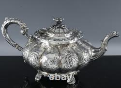 RARE 5pc ART DECO ENGLISH SILVER PLATE FLORAL SHELL FEET COFFEE TEA SET SERVICE