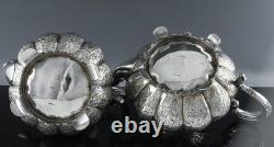 RARE 5pc ART DECO ENGLISH SILVER PLATE FLORAL SHELL FEET COFFEE TEA SET SERVICE