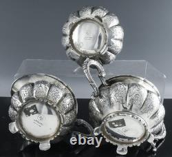 RARE 5pc ART DECO ENGLISH SILVER PLATE FLORAL SHELL FEET COFFEE TEA SET SERVICE