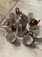 Rare Art Deco Manning Bowman Meriden Silverplate Tea Set 6 Espresso Cups Holders