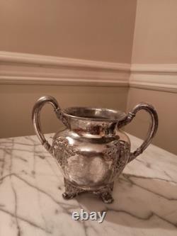 RARE Antique Forbes Silver Plate Quadruple Plate Grapes Pattern Tea Service 216