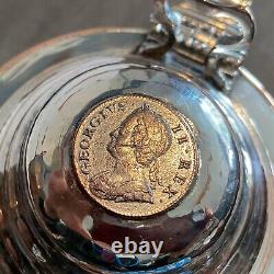 RARE Antique Hammered Silver Plate Barker Ellis George II 1752 Farthing Tea Pot