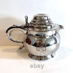 RARE Antique Hammered Silver Plate Barker Ellis George II 1752 Farthing Tea Pot