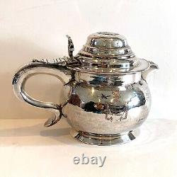 RARE Antique Hammered Silver Plate Barker Ellis George II 1752 Farthing Tea Pot