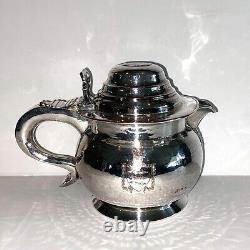 RARE Antique Hammered Silver Plate Barker Ellis George II 1752 Farthing Tea Pot