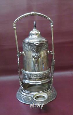 RARE Antique Large Barbour Bros Silverplate Coffee Tea Kettle Pot & Swivel Stand