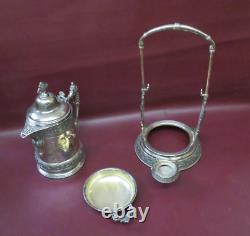 RARE Antique Large Barbour Bros Silverplate Coffee Tea Kettle Pot & Swivel Stand
