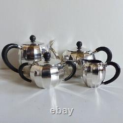 RARE & SUPERB CHRISTOFLE ART DECO SILVER PLATED TEA COFFEE SET 4 PIECES 1930's