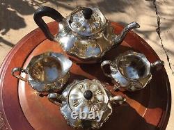 RARE The Barbour Silver Co Nickel Silver Vintage 4 Piece Tea Set Stamped #4009