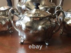 RARE The Barbour Silver Co Nickel Silver Vintage 4 Piece Tea Set Stamped #4009
