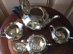 RARE The Barbour Silver Co Nickel Silver Vintage 4 Piece Tea Set Stamped #4009