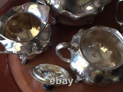 RARE The Barbour Silver Co Nickel Silver Vintage 4 Piece Tea Set Stamped #4009