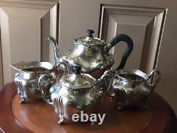 RARE The Barbour Silver Co Nickel Silver Vintage 4 Piece Tea Set Stamped #4009