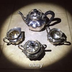 RARE The Barbour Silver Co Nickel Silver Vintage 4 Piece Tea Set Stamped #4009