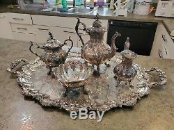 RARE Vintage Reed & Barton WINTHROP Silverplate Tray & Tea Service Pumpkin 1795