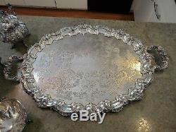 RARE Vintage Reed & Barton WINTHROP Silverplate Tray & Tea Service Pumpkin 1795