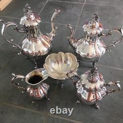 REED & BARTON 1795 Winthrop Silver Plate Tea & Coffee Service Set 5 pcs 1950s