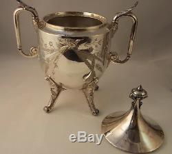 REED BARTON Silver Plate 5 pc Tea Set with RARE Butler Call Bell Engraved G