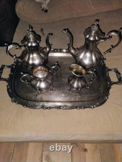 REED & BARTON Silver Plate Coffee Tea Set Winthrop #1795 Pumpkin Finial Rococo