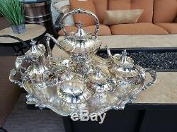 REED & BARTON Victorian SILVERPLATE 7-PC TEA/COFFEE SERVICE, RARE Numbered 6700
