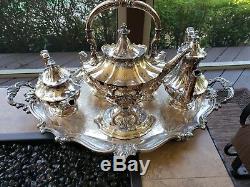 REED & BARTON Victorian SILVERPLATE 7-PC TEA/COFFEE SERVICE, RARE Numbered 6700